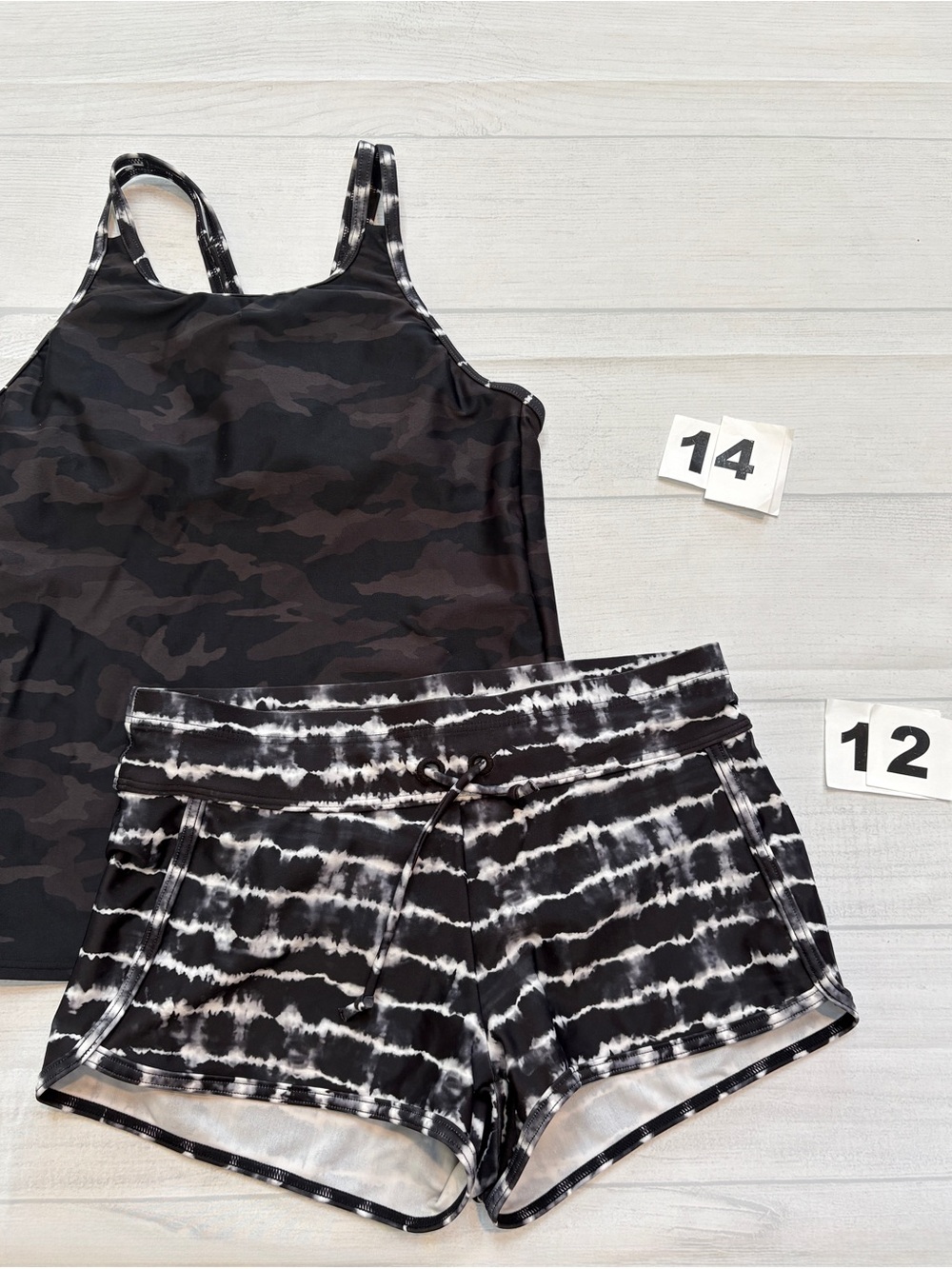 Athleta Black & White Tie-Dye Swim Bikini Set for Kids